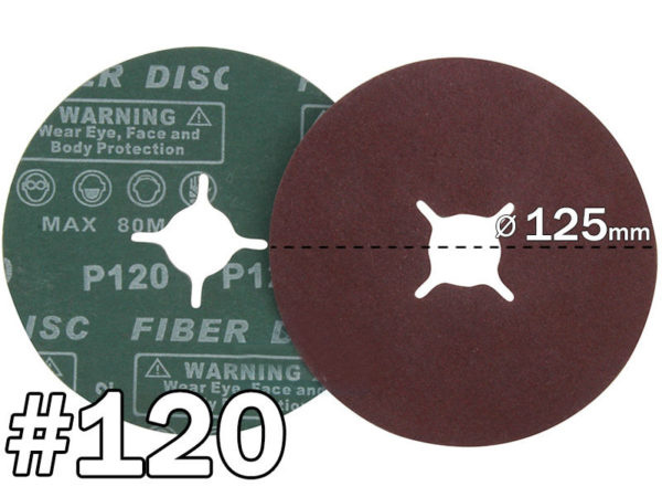 Liivapaber, #120 – 125 x 22.23 fibra (25tk)