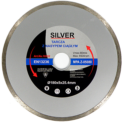 Алмазный диск, (гладкий) 180 x 25,4 мм, SILVER купить в Эстонии - 7x7.ee