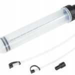 Syringe aspirator for oil, brake fluid, fuel